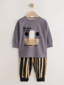 Bruin/Crème Blij gezicht - Verpakking van 3 oversized pyjama's 3 (9mnd -10jr)