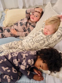 Bruin/Crème Transport - Mini Knusse Pyjama's 3 Set (9mnd-10jr)