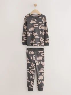 Bruin/Crème Transport - Mini Knusse Pyjama's 3 Set (9mnd-10jr)