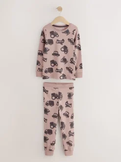 Bruin/Crème Transport - Mini Knusse Pyjama's 3 Set (9mnd-10jr)