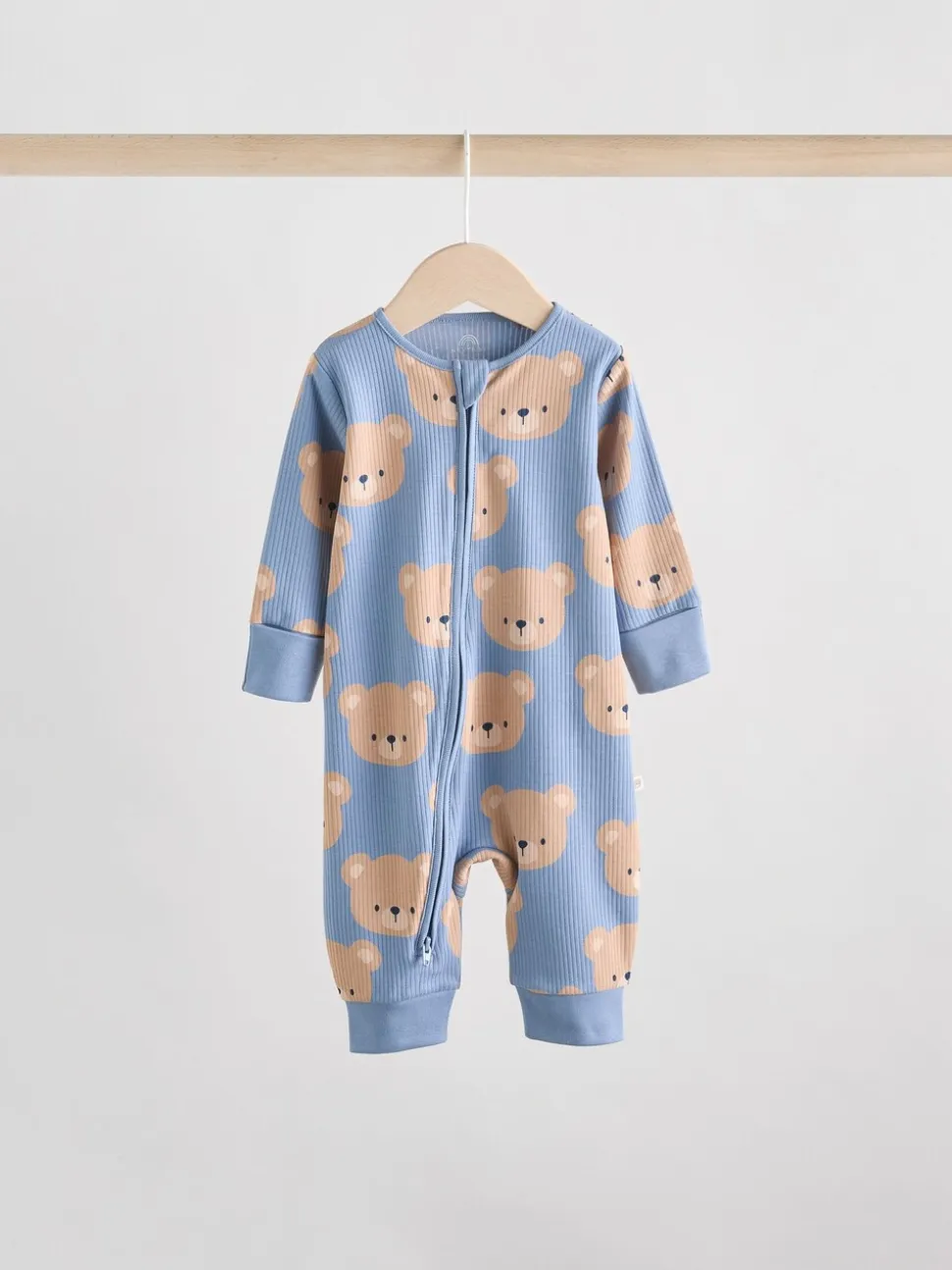 Bruin/donkerblauw - Set van 3 baby pyjama's zonder voetjes met tweewegrits van katoen (0mnd-3jr)