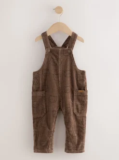 Bruine Beer Print - Corduroy tuinbroek (3 mnd - 7 jr)