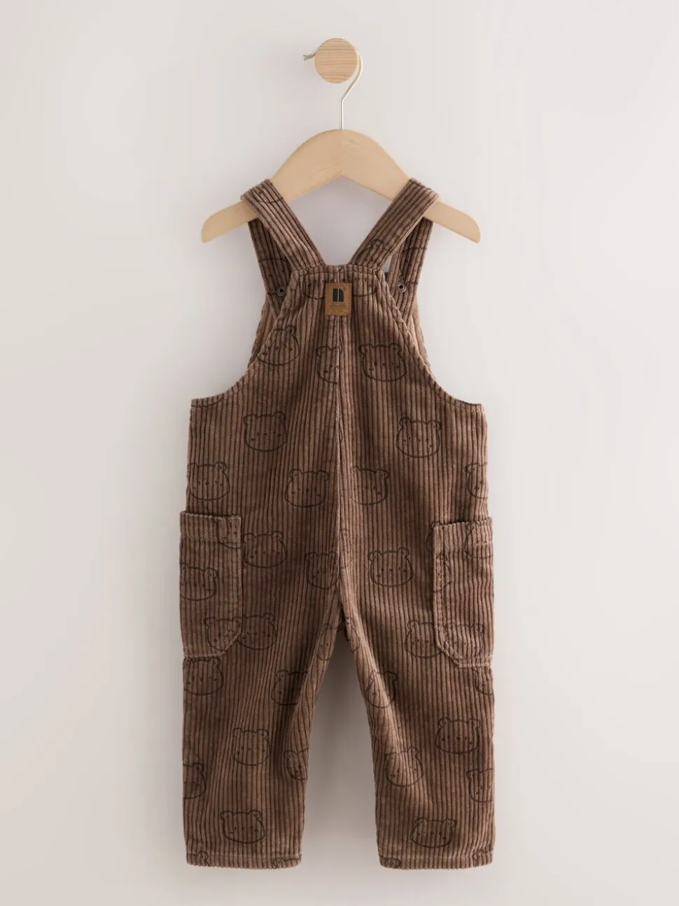 Bruine Beer Print - Corduroy tuinbroek (3 mnd - 7 jr)