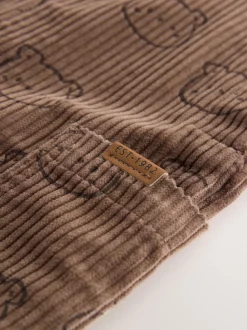 Bruine Beer Print - Corduroy tuinbroek (3 mnd - 7 jr)