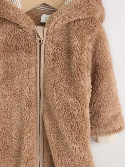 Bruine Hamish met capuchon - Baby fleece skipak (0-18mnd)