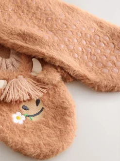 Bruine Hamish The Highland Cow - 1 Paar pantoffel-footsies