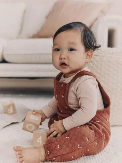 Bruine Kers - Gewatteerde bretelbroek en Bodysuit baby set met 2 Pieces (0mnd -3jr)