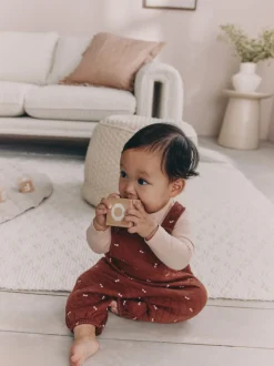 Bruine Kers - Gewatteerde bretelbroek en Bodysuit baby set met 2 Pieces (0mnd -3jr)