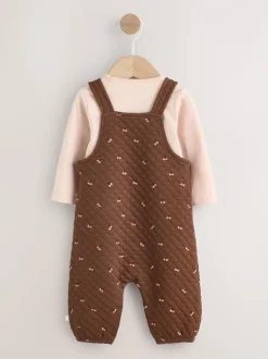 Bruine Kers - Gewatteerde bretelbroek en Bodysuit baby set met 2 Pieces (0mnd -3jr)