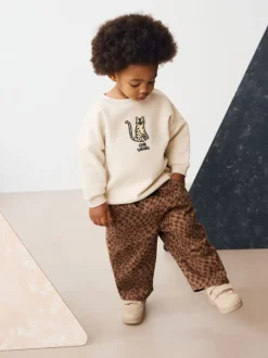 Bruine luipaardprint - Wijde broek met elastische taille (3mnd-7jr)