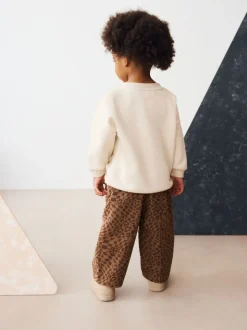 Bruine luipaardprint - Wijde broek met elastische taille (3mnd-7jr)