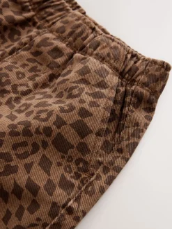 Bruine luipaardprint - Wijde broek met elastische taille (3mnd-7jr)