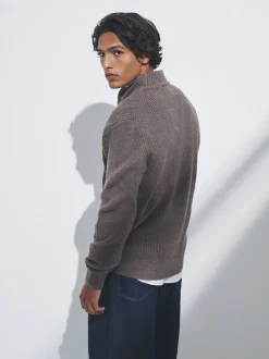 Bruin/marineblauw - The Set 2 Pack Quarter Zip Neck Jumpers