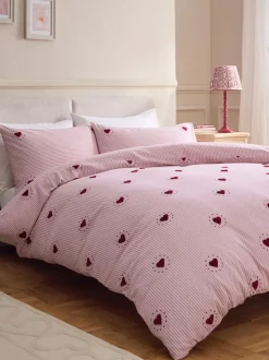 Brushed Cotton Tufted Heart Duvet Cover and Pillowcase Set