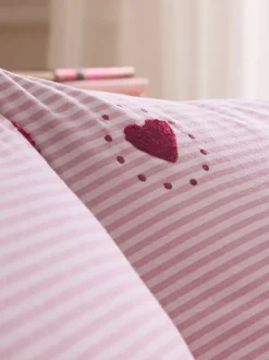 Brushed Cotton Tufted Heart Duvet Cover and Pillowcase Set