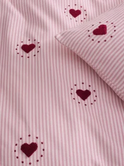 Brushed Cotton Tufted Heart Duvet Cover and Pillowcase Set