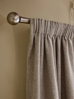Brushed Herringbone Pencil Pleat Blackout Thermal Curtains