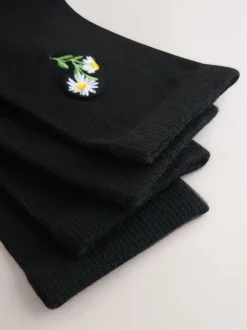 Bumble Bee - Set van 4 paar enkelsokken met geborduurd motief