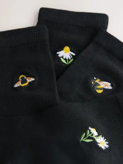 Bumble Bee - Set van 4 paar enkelsokken met geborduurd motief
