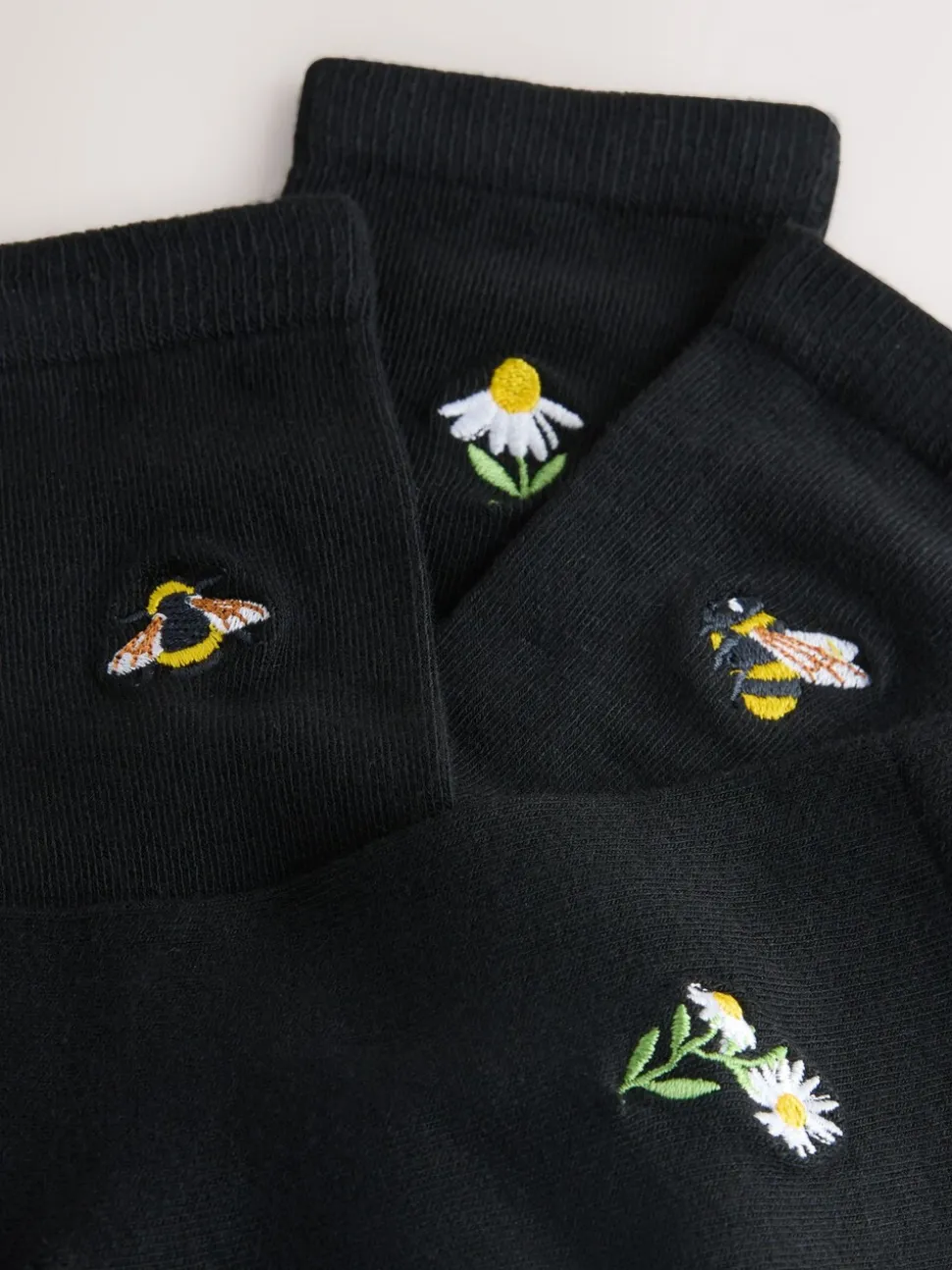Bumble Bee - Set van 4 paar enkelsokken met geborduurd motief