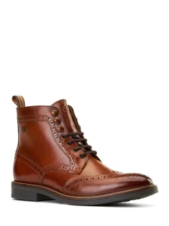 Burnt Tan Brown - Base London Bristol Brogue Boot