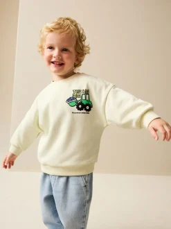 Buttermilk Yellow Digger - Jersey sweatshirt met ronde hals en print op de rug (3mnd -7jr)