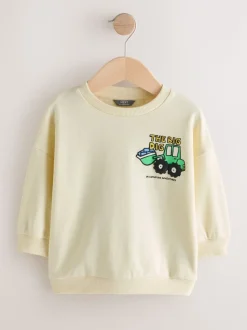 Buttermilk Yellow Digger - Jersey sweatshirt met ronde hals en print op de rug (3mnd -7jr)