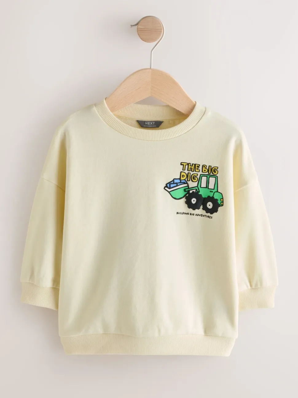 Buttermilk Yellow Digger - Jersey sweatshirt met ronde hals en print op de rug (3mnd -7jr)