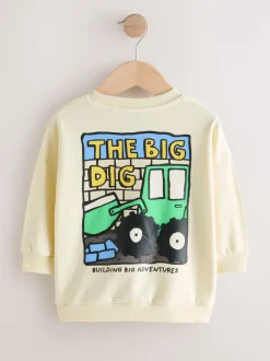 Buttermilk Yellow Digger - Jersey sweatshirt met ronde hals en print op de rug (3mnd -7jr)