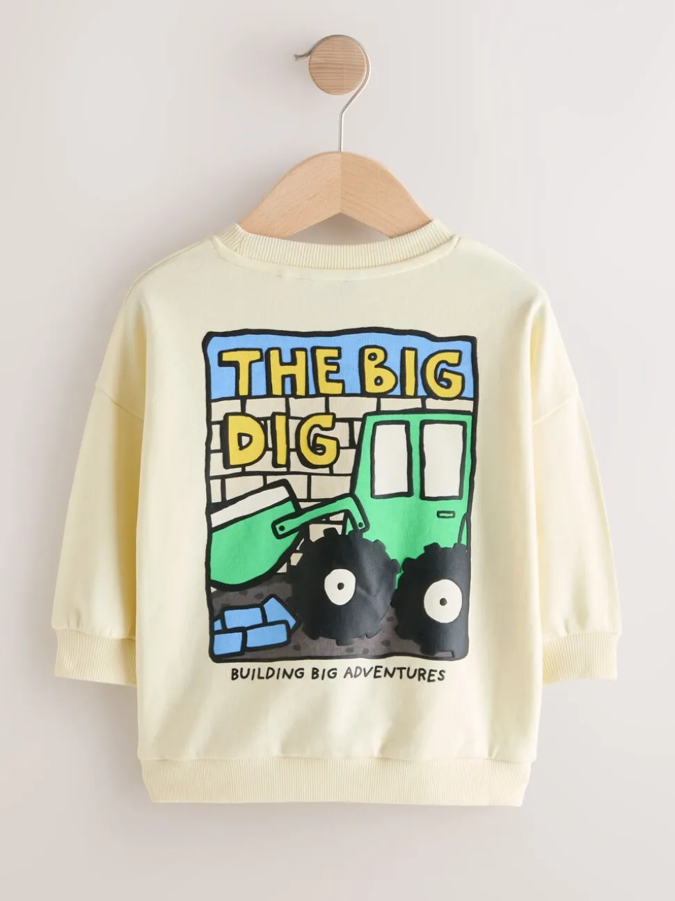 Buttermilk Yellow Digger - Jersey sweatshirt met ronde hals en print op de rug (3mnd -7jr)