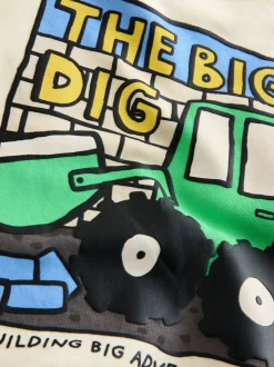 Buttermilk Yellow Digger - Jersey sweatshirt met ronde hals en print op de rug (3mnd -7jr)