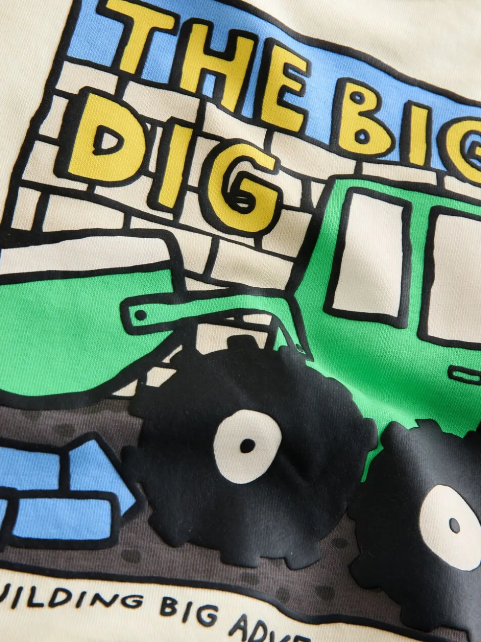 Buttermilk Yellow Digger - Jersey sweatshirt met ronde hals en print op de rug (3mnd -7jr)