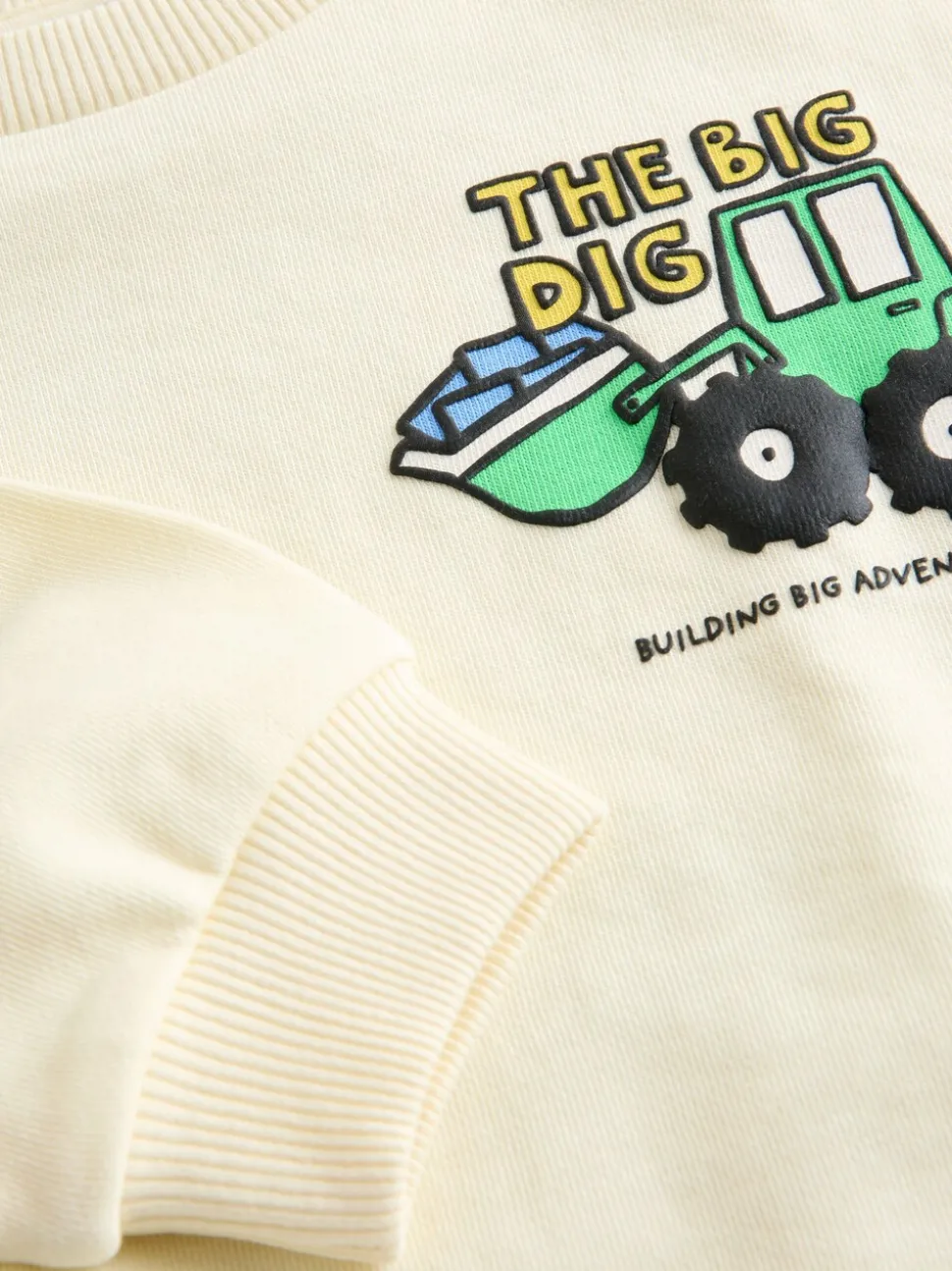Buttermilk Yellow Digger - Jersey sweatshirt met ronde hals en print op de rug (3mnd -7jr)