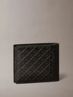 Calvin Klein Embossed Allover Monogram Bifold Wallet with Coin Pouch