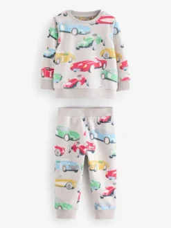 Cath Kidson Rood/Ecru Witte Auto's - Single Cosy Fleece Pyjamas