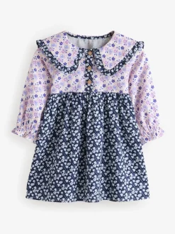Cath Kidston Multi Navy Ditsy - Jurkje met kraag en lange mouwen (3mnd-8jr)