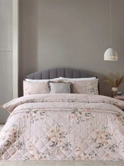 Catherine Lansfield - Omkeerbare doorgestikte Canterbury bedsprei met bloemenprint