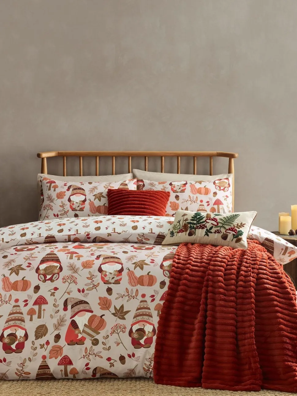 Catherine Lansfield Autumn Woodland Gonks Non-Iron Duvet Cover Set