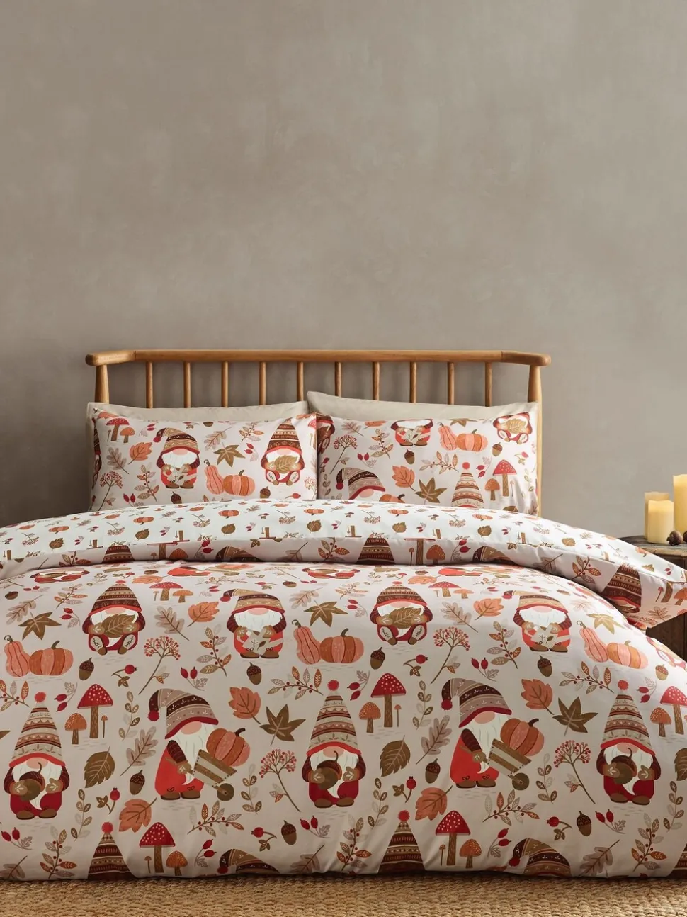 Catherine Lansfield Autumn Woodland Gonks Non-Iron Duvet Cover Set