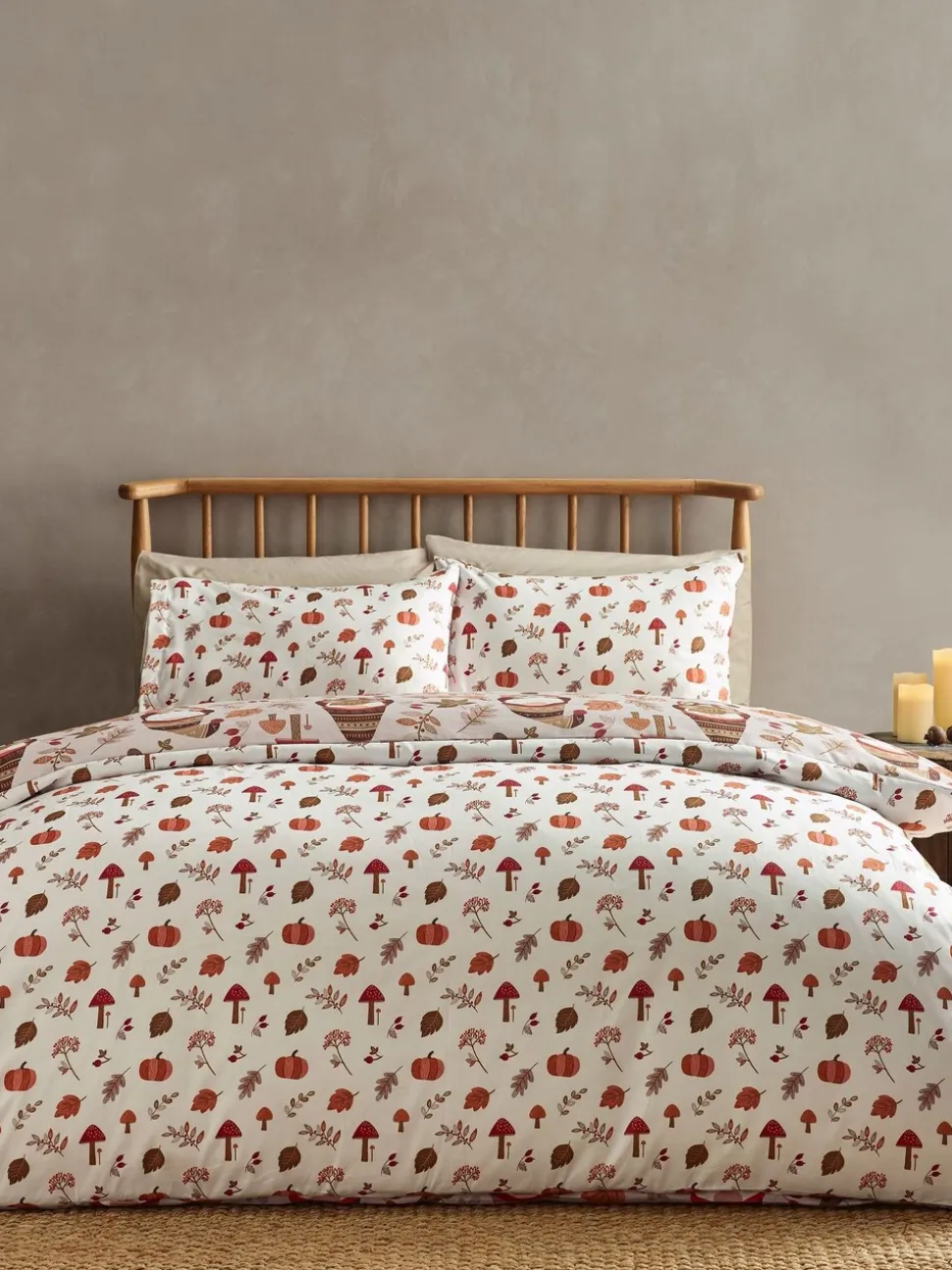 Catherine Lansfield Autumn Woodland Gonks Non-Iron Duvet Cover Set