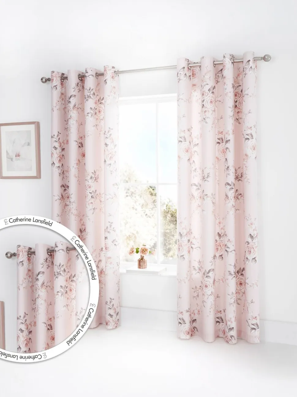Catherine Lansfield Canterbury ringgordijnen met bloemenprint