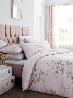 Catherine Lansfield Canterbury - Set van dekbedovertrek en kussensloop met glitterprint