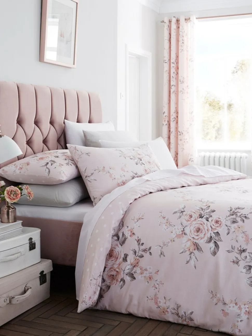Catherine Lansfield Canterbury - Set van dekbedovertrek en kussensloop met glitterprint