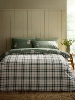 Catherine Lansfield Christmas Stag Check Reversible Duvet Cover Set