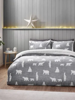 Catherine Lansfield Cosy Polar Bear Soft Sherpa Duvet Cover Set