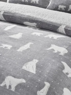 Catherine Lansfield Cosy Polar Bear Soft Sherpa Duvet Cover Set