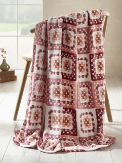 Catherine Lansfield Crochet Print Blanket Throw