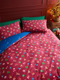 Catherine Lansfield Dekbedovertrekset met de werkplaats van de kerstman