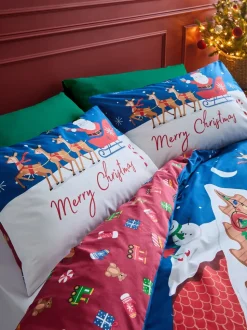 Catherine Lansfield Dekbedovertrekset met de werkplaats van de kerstman