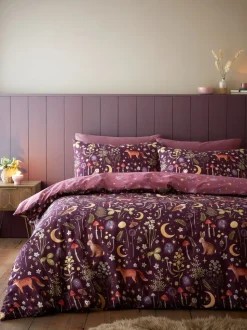 Catherine Lansfield Enchanted Twilight dekbedovertrek met dierenprint en kussensloop